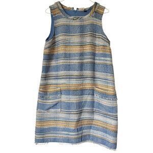 Anthropologie Akemi + Kin Women's 4P Blue Yellow Woven Shift Sleeveless Dress